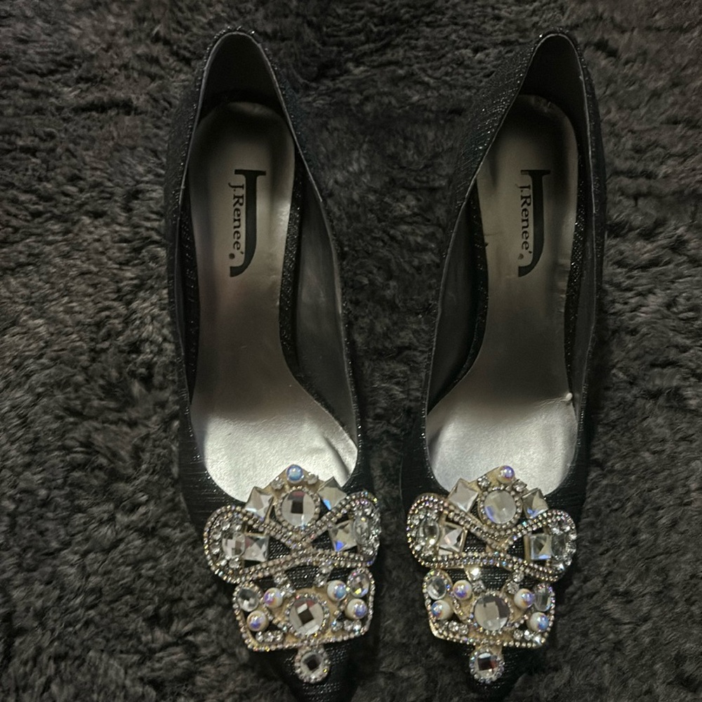 J. Renee black metallic high heel shoes